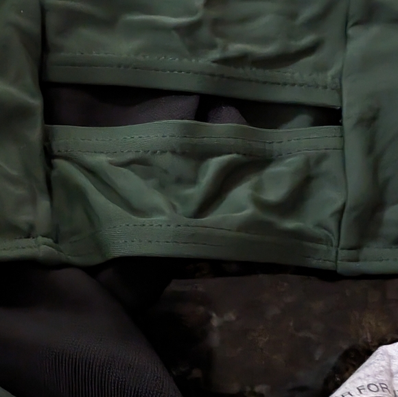 Womens Swimwear Cutout Tankini Bikini Set Sz M Stretch Green Spaghett Strap - Picture 5 of 9